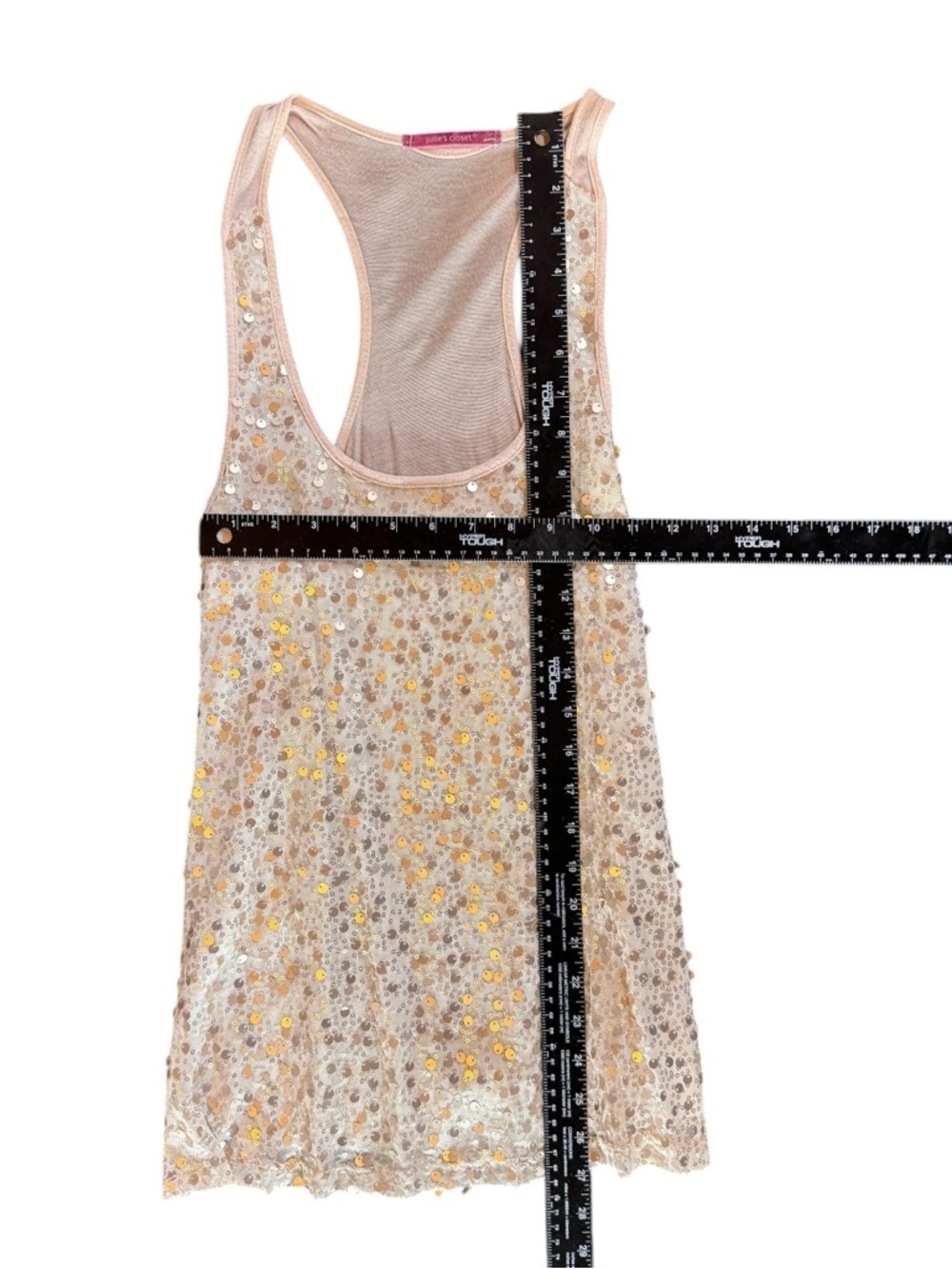 Julie’s Closet Sequin Racerback Tank Top in Champagne - Picture 5 of 5